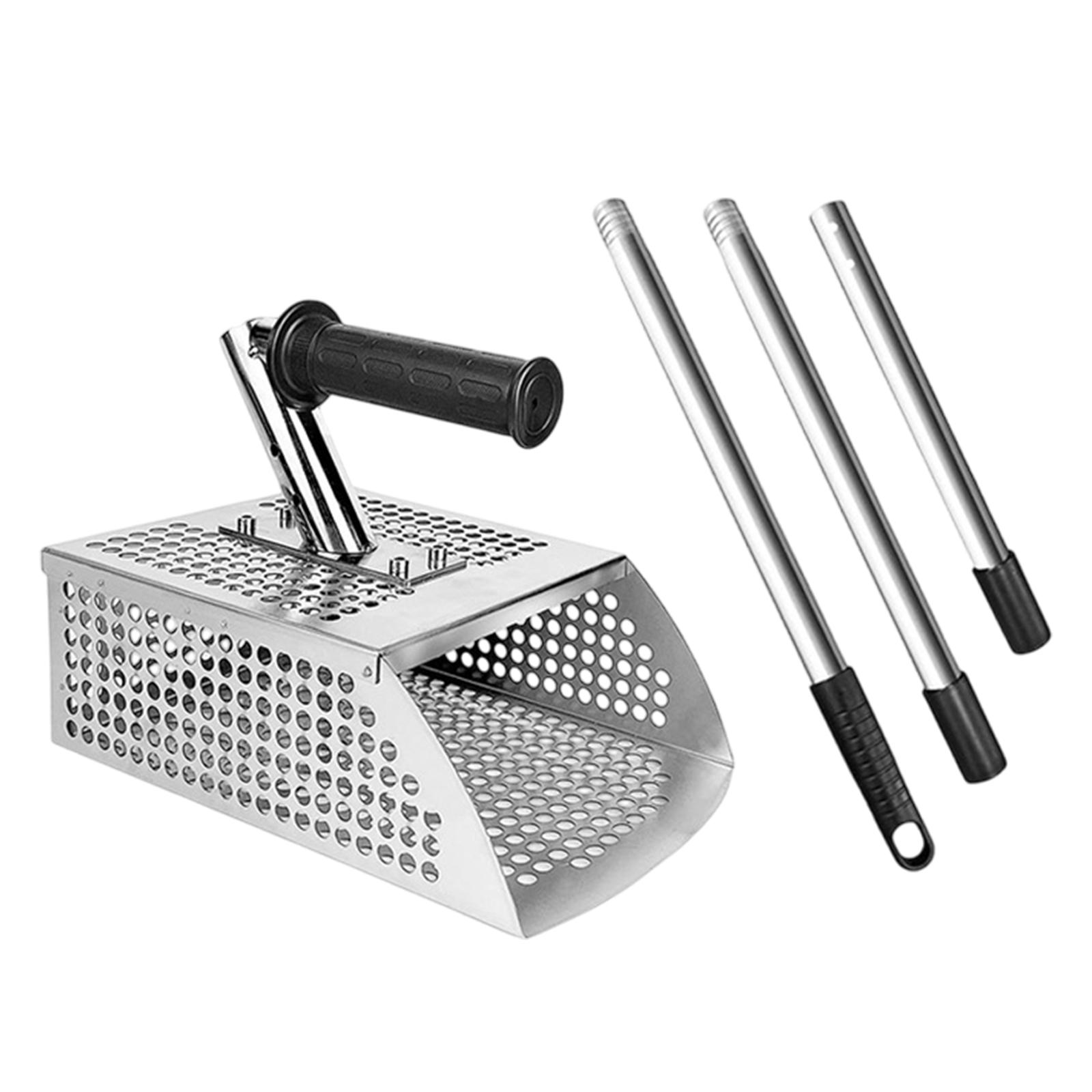 Treasure Hunting Shovel Digging Tool - พลั่วตักทรายด้ามยาว สำหรับค้นหาโลหะ ทำจากสแตนเลสสตีล แข็งแรงทนทาน พร้อมตะแกรงกรอง สำหรับการขุดหาสมบัติบนชายหาด