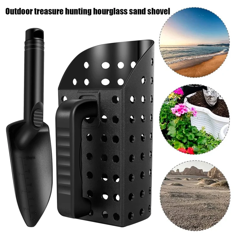 Sand Scoop Stainless Steel Beach Digging - เครื่องตรวจจับโลหะตักทรายชุดพลั่วสแตนเลสชายหาดขุดกรองเครื่องมือสําหรับตรวจจับสมบัติโลหะใต้ดิน