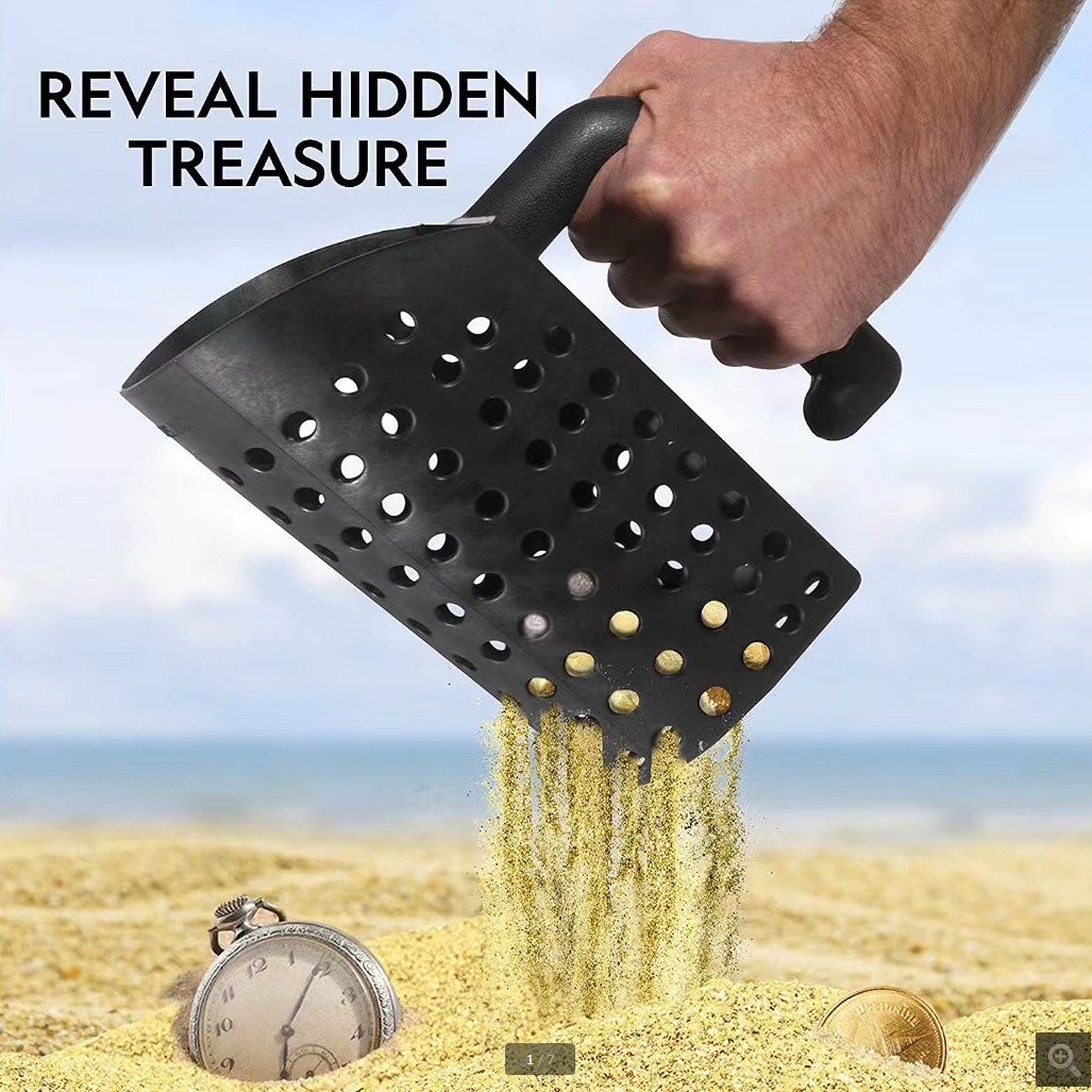 Sand Scoop Stainless Steel Beach Digging - ที่ตักทรายสแตนเลสสำหรับตรวจจับโลหะ ตะแกรงร่อนทราย จอบกรอง เครื่องมือขุดหาสมบัติ