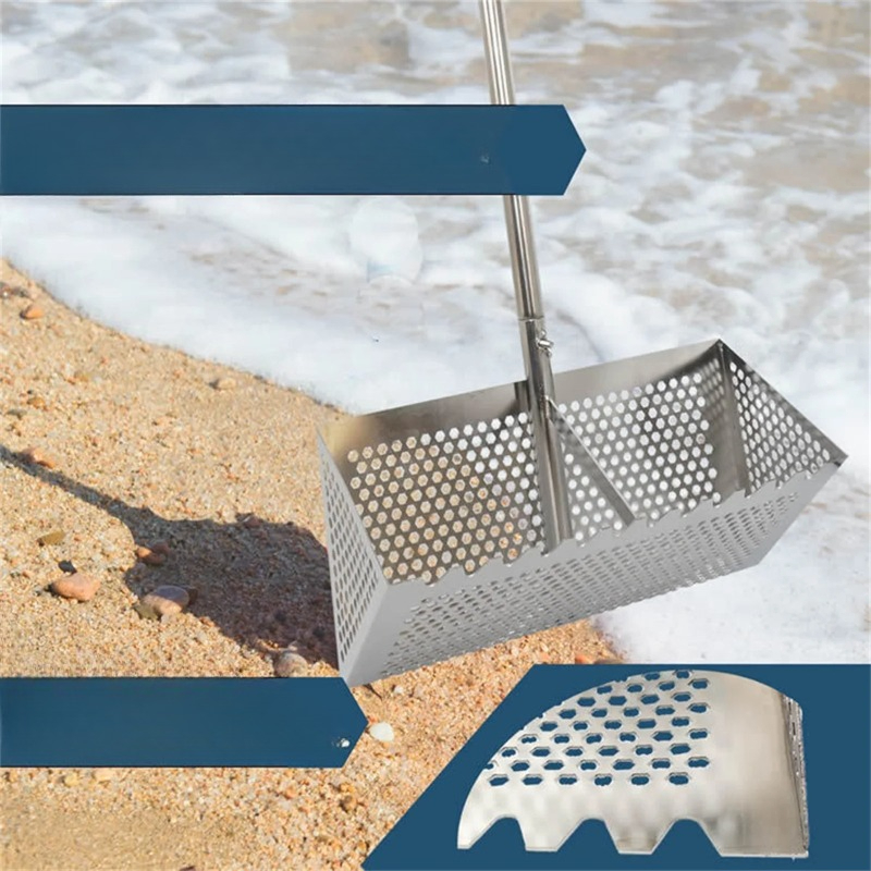 Treasure Hunting Shovel Digging Tool - ที่ตักทรายพับได้สำหรับค้นหาสมบัติชายหาด ตะแกรงคัดฟันฉลาม อุปกรณ์ภาคสนาม พลั่วขุดทรายชายหาด ป้องกันการกัดกร่อน