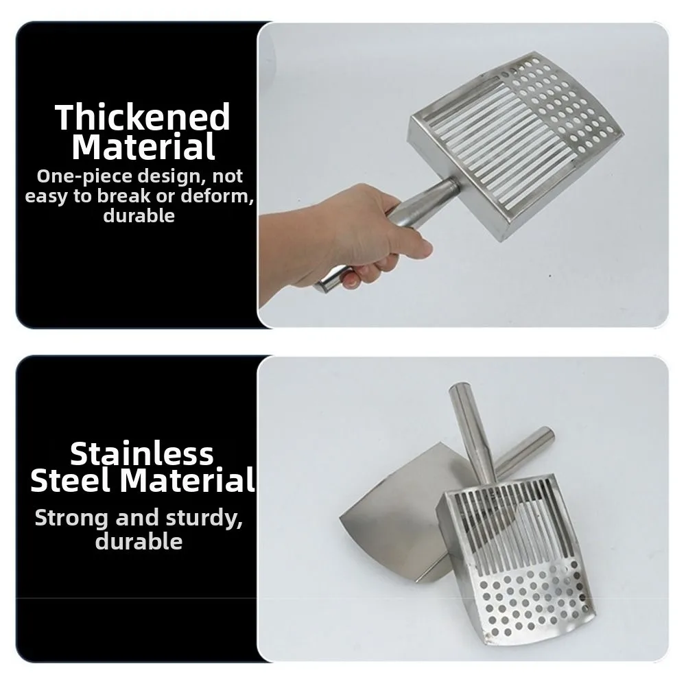 Sand Scoop Stainless Steel Beach Digging - พลั่วตักทรายตาข่ายสแตนเลสสำหรับชายหาด พกพาสะดวก ด้ามจับถนัดมือ ใช้ขุดหอย ตักของที่ชายหาด และร่อนทราย