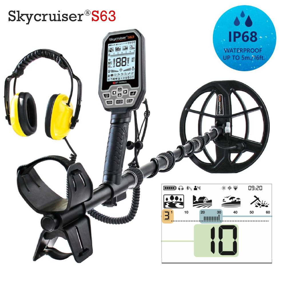 Ground Penetrating Radar Scanner - เครื่องตรวจจับโลหะใต้ดินแบบมืออาชีพ S63 กันน้ำได้อย่างสมบูรณ์แบบ ตรวจจับได้ลึก รองรับหลายความถี่ สำหรับการสำรวจโลหะทุกชนิด