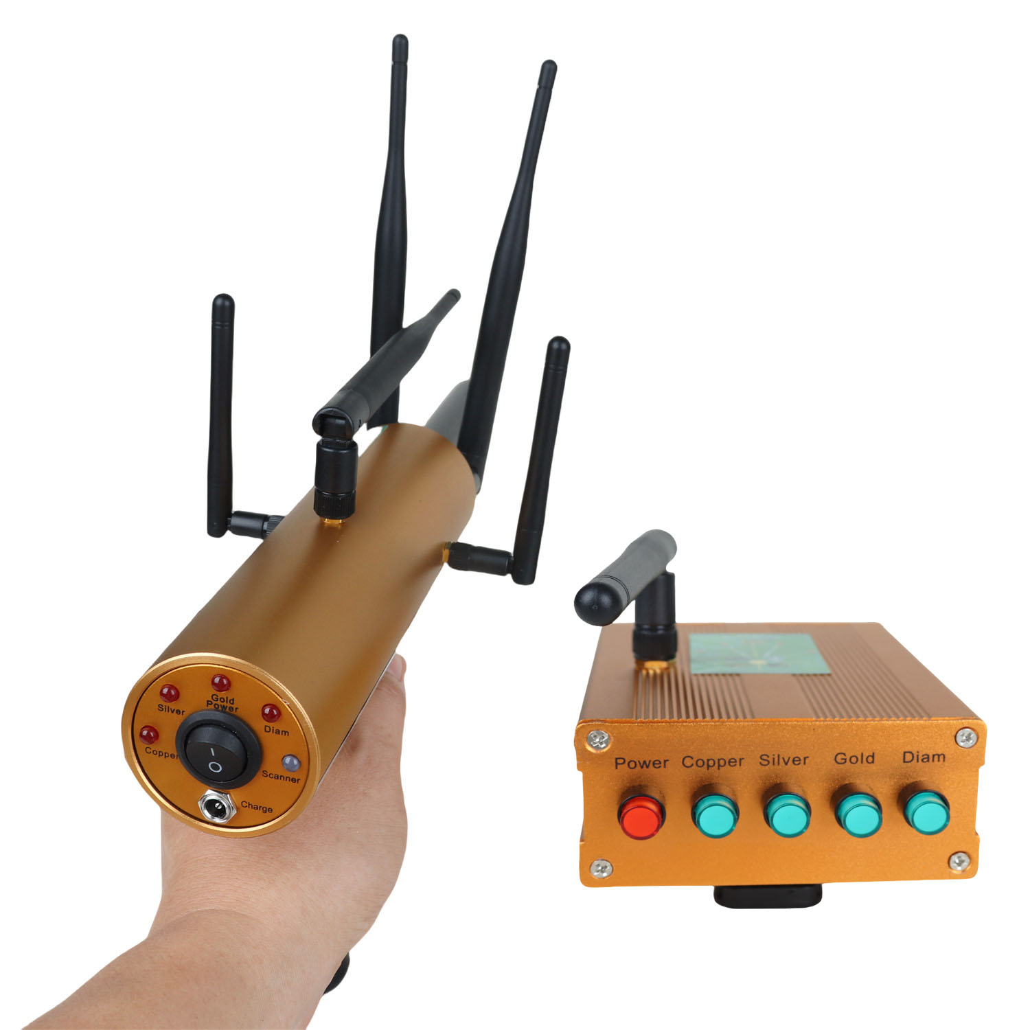 Gold Detector Long Range Locator - Professional AKS Long Range เครื่องตรวจจับทองทองแดงเงินทองเพชรอัญมณีหินความถี่ Locator